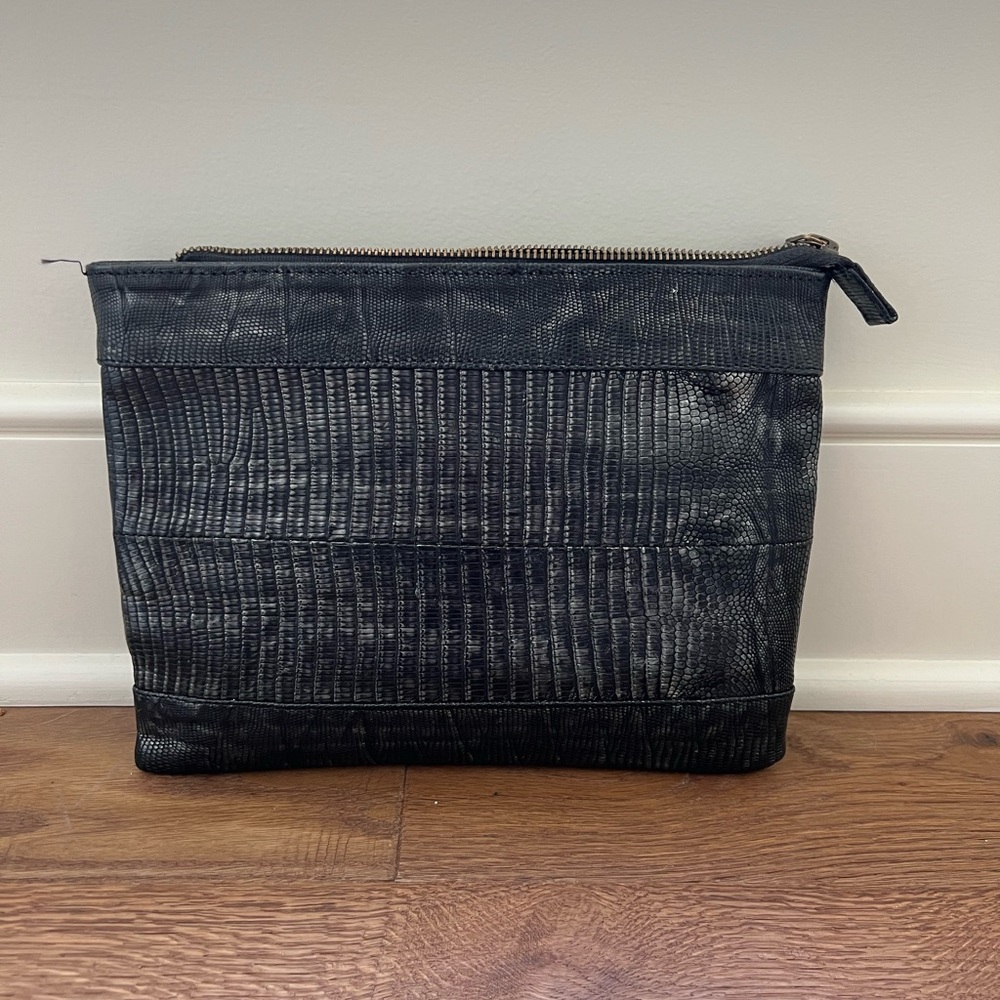 Kingsley black croc clutch from Hampden Clothing